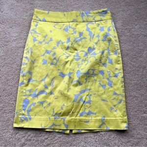 J. Crew Yellow and Blue Pencil Skirt